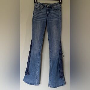 Idyllwind by Miranda Lambert Denim Flare Jeans with Side Fringe in Blue Size 0